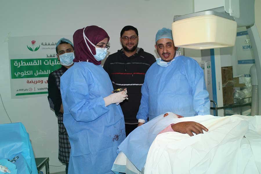 Renal catheterization and arterial anastomosis